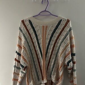 Maurices Cream and Orange Striped Sweater
